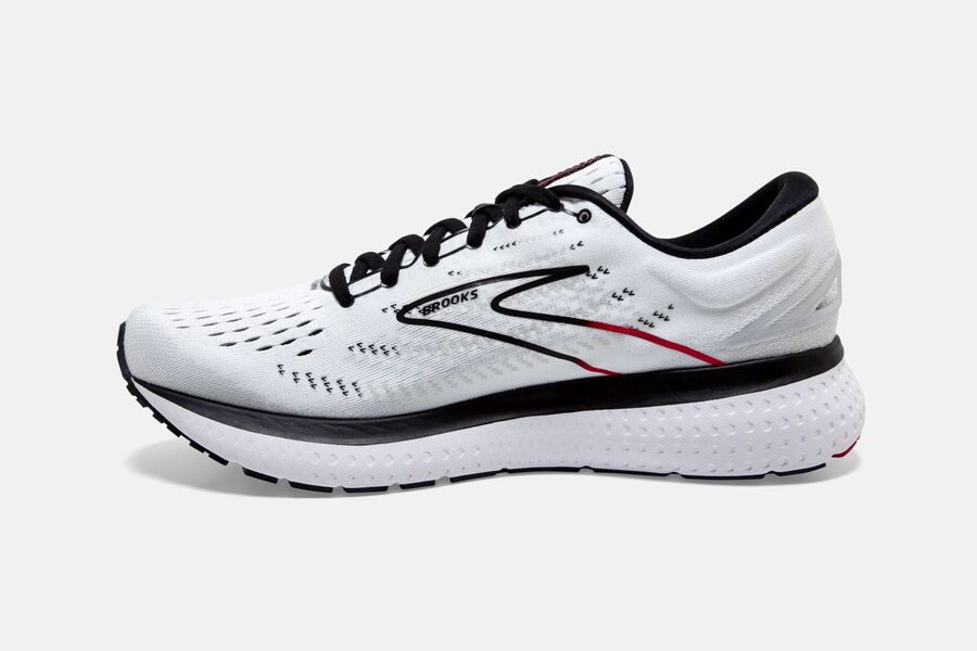 Brooks Running Shoes - Glycerin 19 Road Mens - White/Black/Red - RTH-209615